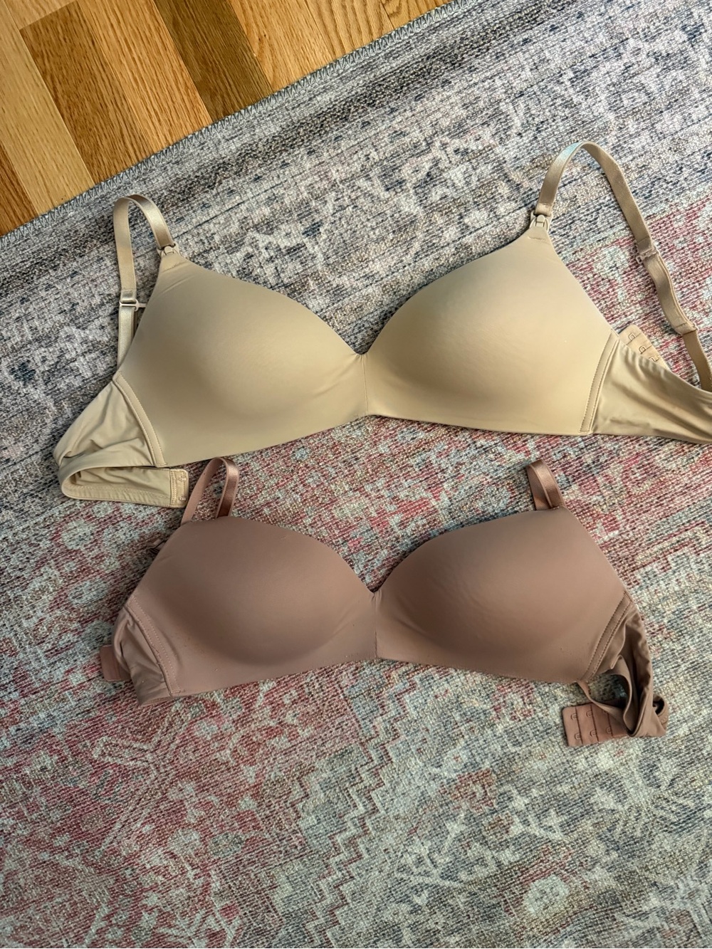 Auden Nursing Seamless T-Shirt Bras in Beige and Mauve